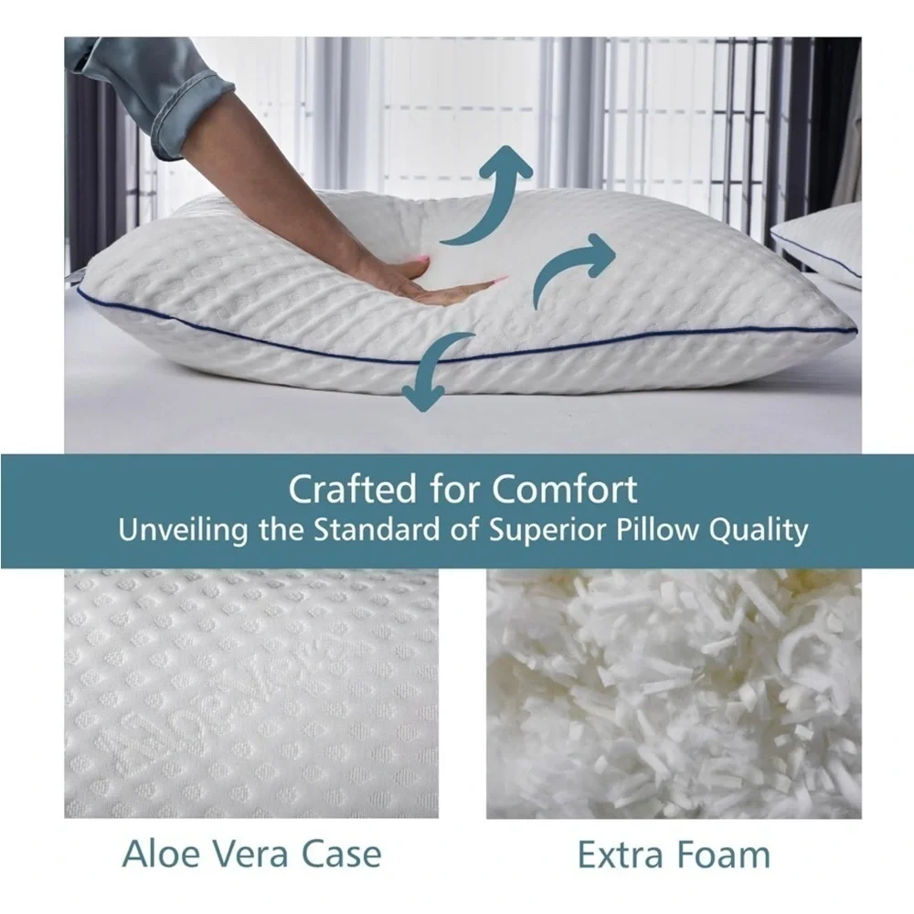 Brand New Shredded Memory Foam Pillow Adjustable Queen Hypersoft Microgel Fiber
